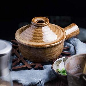 Ceramic Soup Bowls with Handles Casserole Pot With Lid Heat-Resistant (3 Pieces)